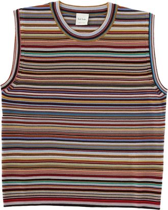 Paul Smith Signature Stripe Sleeveless Merino Wool Knit Top