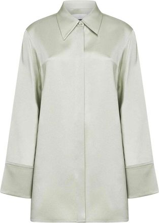 Jil Sander Oversized satijnen overhemd - Dames - Overhemden - Groen - M - Satijn - Overhemden