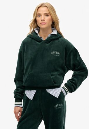 Superdry Kapuzensweatshirt SUPERDRY COUNTRY CLUB VELOUR RELAX HOOD, Damen, Gr. XXL, gr&uuml;n (enamel gr&uuml;n), Sweatware, Obermaterial: 96% Polyester, 4% Elasthan, un