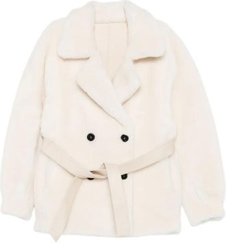 Liska double-breasted belted coat - Neutrals