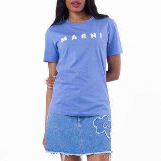 Marni Scribbled Logo Jersey T-Shirt, Brand Size 40 ( US Size 8 )