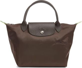 Longchamp Le Pliage Green Recycled Canvas Top Handle Bag in Mocha at Nordstrom