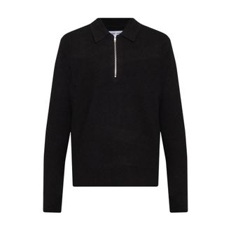 Sams&oslash;e & Sams&oslash;e V-neck Knitwear, male, Black, Size: XL Guna Half Zip