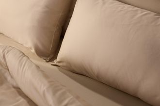 Emma 2 Emma Satin-Baumwolle Kissenbez&uuml;ge 50x70 - 100% Satin aus nat&uuml;rlicher Baumwolle - Beige