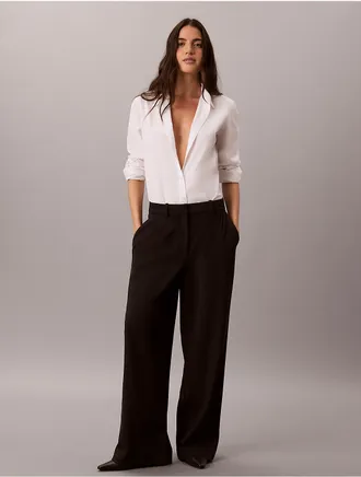 Calvin Klein Womens Stretch Crepe Trousers - Black - XL