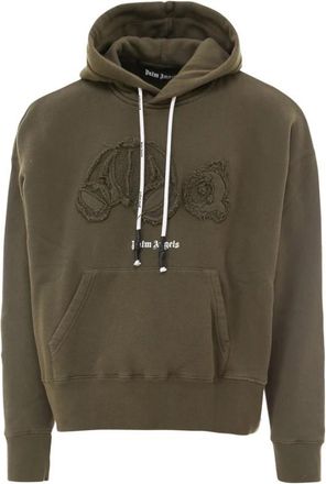 Palm Angels Sweatshirt met capuchon van katoen - Heren - Hoodies - Groen - XL - Katoen - Hoodies & sweatvesten