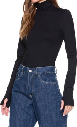 Susana Monaco Turtleneck Long Sleeve Top In Black