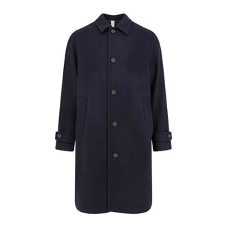 Hev&ograve; Loconia Single-Breasted Coat - Heren - Mantels - Blauw - Maat: XL Wol