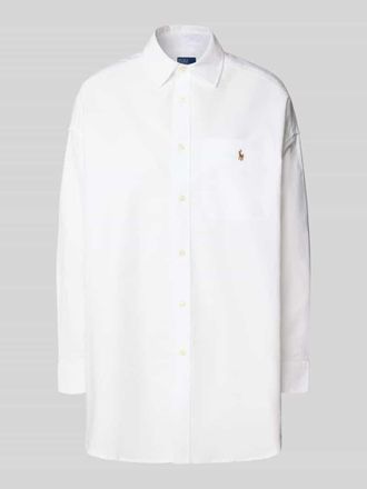 Polo Ralph Lauren Regular Fit Hemdbluse mit Logo-Stitching in Weiss, Gr&ouml;&szlig;e L