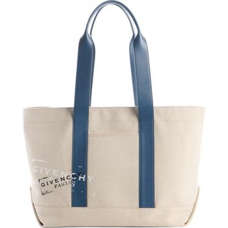 Givenchy Large Canvas & Leather Tote in Beige/Blue at Nordstrom
