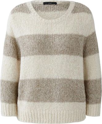 Oui Angel Ronde hals Breiwerk - Dames - Ronde hals truien - Beige - L - Wol - Truien & Vesten