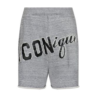 Dsquared2 Casual Shorts, male, Gray, Size: 2XL Embroidered Shorts