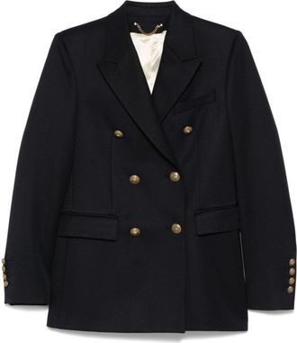 Golden Goose Navy Blue Double-Breasted Jacket With Flap Pockets
