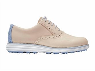 Cole Haan Womens Original Short Wing Golf Sneaker In Ch Bleached Tan/vista Blue/optic White