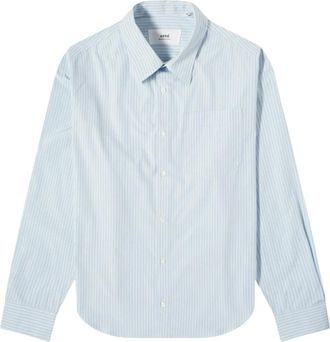 Ami De Coeur Boxy Fit gestreept overhemd - Heren - Casual Overhemden - Blauw - S - Katoen - Overhemden