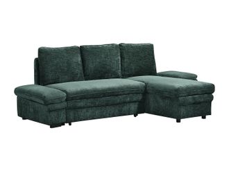 Vente-Unique Divano Letto Angolare Reversibile In Tessuto Ciniglia Verde - Siviara