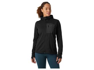 Helly Hansen Fleece Hooded Jacket Womens Sweater Black : MD, Elastane/Polyester