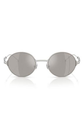 Diesel 49mm Small Round Sunglasses in Shiny Silver /Mirror Silver at Nordstrom