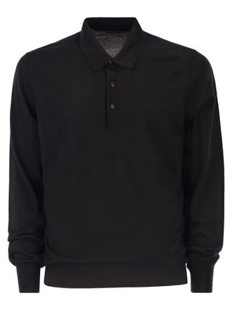 Kiton wollen poloshirt met lange mouwen