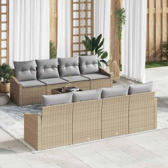 vidaXL Vidaxl - Conjunto De Sof&aacute; De Jard&iacute;n 7 Pcs Beige, Gris 55 X 55 X 37 Cm