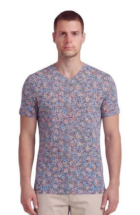 Lords of Harlech Floral Field Mens Vneck Tee in Floral Field Coral at Nordstrom, Size Xx-Large