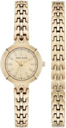 Anne Klein Quartz Gold Dial Ladies Watch and Bracelet Set AK-5230GPST