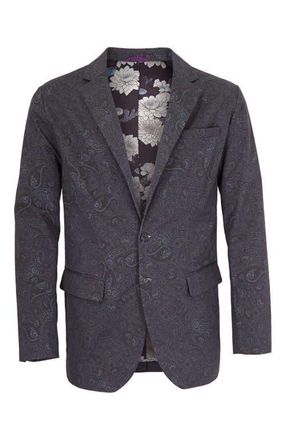 Lords of Harlech Hadrian Stretch Cotton Blazer in Montgat Paisley Black at Nordstrom, Size 40