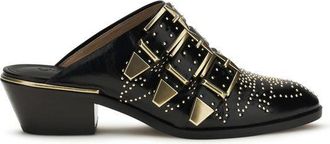 Chlo&eacute; Black Calf Leather Bos Taurus Womens Mules