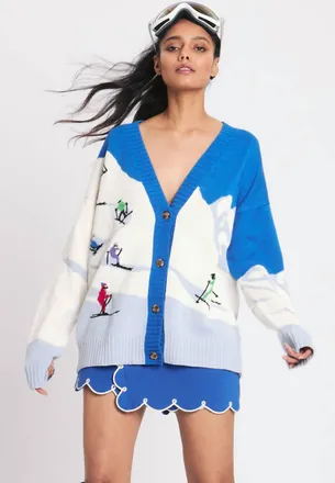Rachel Antonoff Ski Slope Cardigan In Bluebird Day