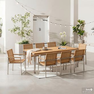 Beliani Set 4 Sedie Da Giardino In Alluminio Marrone Vintage Con Cuscini Beige - Impilabili E Resistenti