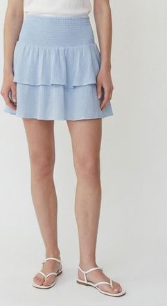 Vero Moda Natali Tiered Smocked Waist Miniskirt in Cashmere Blue at Nordstrom, Size X-Large
