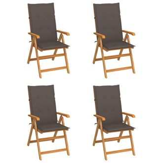 vidaXL Vidaxl - Sillas De Jard&iacute;n 4 Uds Madera De Teca Con Cojines Gris Taupe