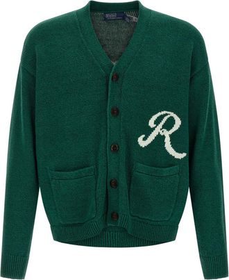 Ralph Lauren Green Intarsia Logo Cardigan