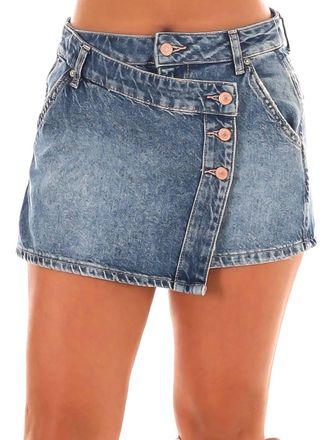 Free People Wynne Denim Skirt In Cornflower