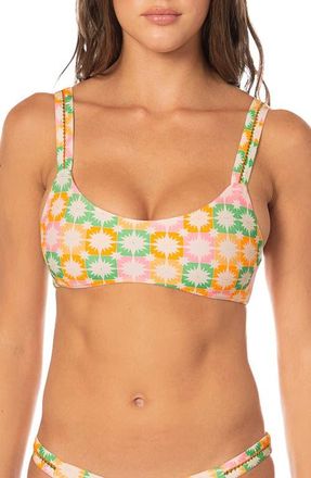 Maaji Nalai Tropical Tiles Reversible Bikini Top in Open Orange at Nordstrom, Size X-Small