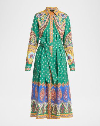 Etro Belted Paisley Cotton Midi Shirtdress