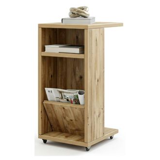 Dmora Mesa De Caf&eacute; Belel, Mesa De Centro Baja, Revistero Para Sof&aacute;, Estante De La Sala De Estar, 30x40h63 Cm, Roble, Con Embalaje Reforzado - Dmora