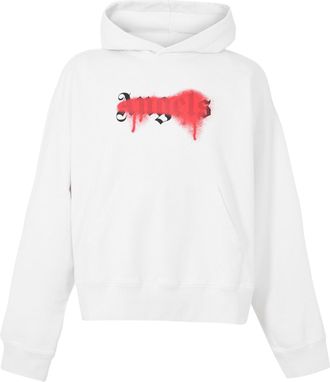 Palm Angels Mens Hoody in White Red - Multicolour - Size Medium