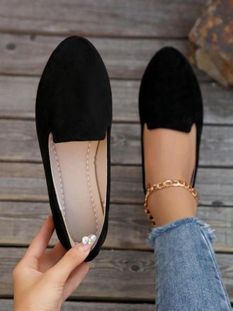 Generic Womens Pointed-Toe Flat Comfortable Slip On Business Work Office Flats Pointed Toe Dress Shoes Shoes Work Slip-Ons Black