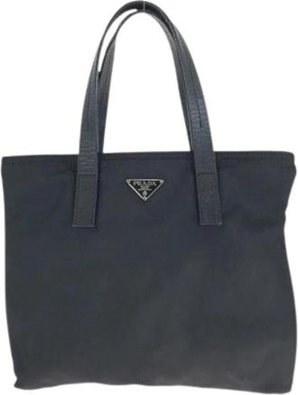 Prada Pre-owned Nylon Leather Tessuto Logo Handbag - Dames - Vintage Shopper - Zwart - ONE Size - Nylon - Vintage