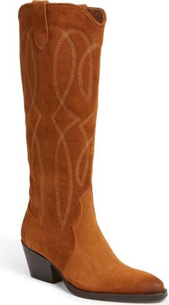 Dolce Vita Klancy Knee High Western Boot in Cognac Suede at Nordstrom, Size 9.5