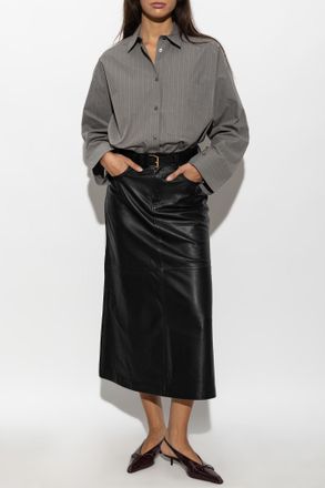 By Malene Birger Leather Skirt Solene, Womens, Black