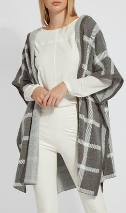 Lyssé Tribeca Hooded Sweater Poncho in Frost Plaid at Nordstrom Rack