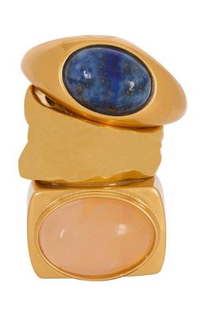 Balmain Set of brass and stone rings in Gold at Nordstrom, Size Small
