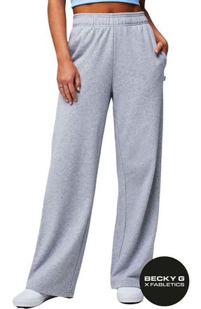 Fabletics Womens Year Round Terry Wide Leg Sweatpant in Classic Grey Heather at Nordstrom, Size Xx-Large