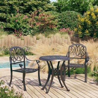 vidaXL 3 Piece Bistro Set Cast Aluminium Black vidaXL