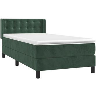 vidaXL Cama Box Spring Con Colch&oacute;n Terciopelo Verde Oscuro 90x200 Cm Vidaxl
