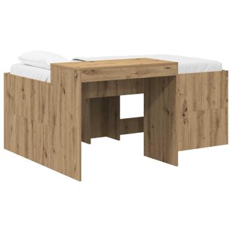vidaXL Cama Alta Para Ni&ntilde;os Con Escritorio Roble Artisan Vidaxl