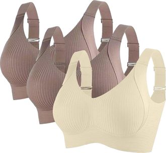 Generic Uwdiohq Bras for Women Cotton Bralettes Tshirt Running High Impact Sticky Push Up Inserts Sports Bra Support Intensity Butterfly Fuller Bust Strapless