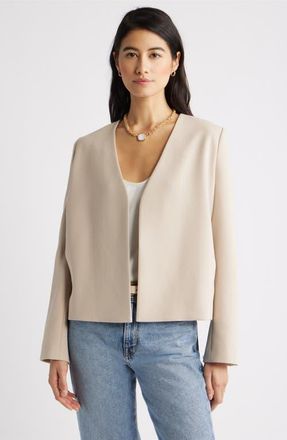 Nordstrom Collarless Blazer in Beige Humus at Nordstrom, Size Xx-Large